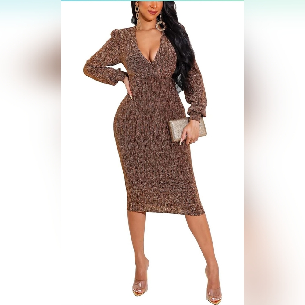 Sparkly basic long sleeve bodycon